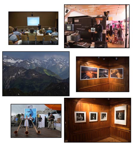 Impressionen vom Fotogipfel in Oberstdorf. Auf dem Nebelhorn (linkes Foto unten) wurde auch eine neue Fotozeitschrift vom Stern "aus der Taufe gehoben" bzw. aus der roten Tüte mit weissem Stern.